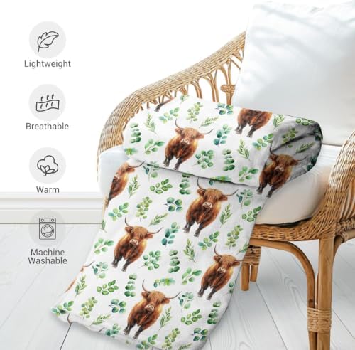 Jekeno Highland Cow Gifts Blanket, Soft Cozy Plush Throw 80"x60" - Image 4