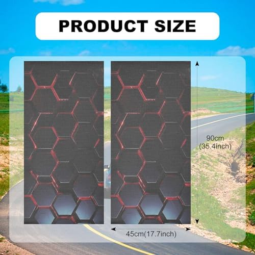 Rear Window Decal, Hexagon Personalized Creative for Side Window Glass, Red Honeycomb Vinyl Sticker 2 Pcs