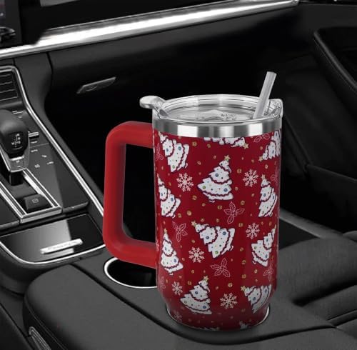 Christmas Tumbler 40oz Red Xmas Tree & Snowflake Winter Cup Gifts-1PCS - Image 6
