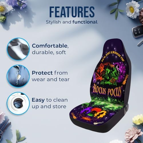GENANY Horror Car Seat Covers Set of 2, Horror Breathable Front Seat Covers for Truck Sedan SUV, Couple Car Accessories, Horror Gift for Women Men