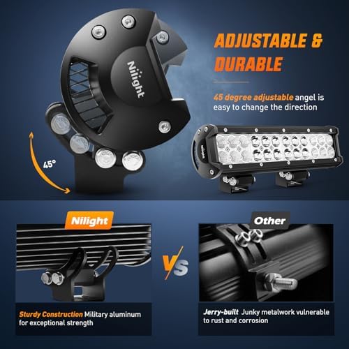 Nilight LED Light Bar 12 Inch 72W Spot Flood Combo Red Beam Off Road Lights Fishing Hunting Emergency Deck Boat Work Lighting for Trucks UTV Pick-up Van Boat Tractor