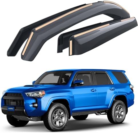 Goodyear Shatterproof in-Channel Window Deflectors for Toyota 4Runner 2010-2024, Rain Guards, Window Visors for Cars, Vent Deflector, Car Accessories, 4 pcs - GY003422LP