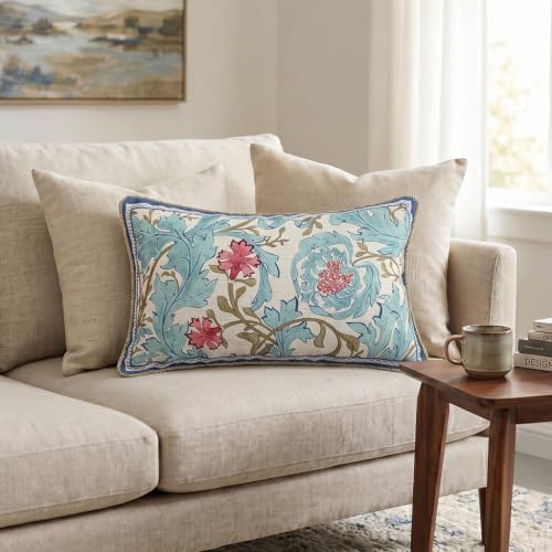 patdrea Designer Vintage Blue Lumbar Throw Pillow Cover,12"x20" - Image 3