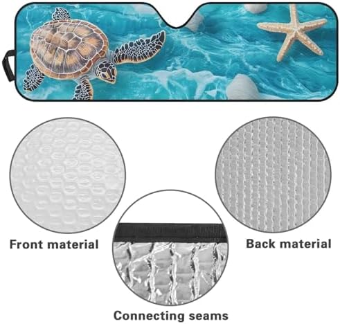 Renewold Automotive Windshield Sunshade UV Heat Sunlight Reflecting Foldable Front Window Sun Visor Car Shade for Windshield Hawaii Sea Turtle Easy Install Sun Shield for Jeep Wrangler Gladiator JT