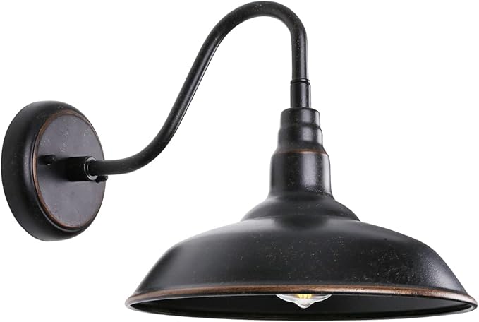 Gooseneck Outdoor Light Fixture, Bronze Porch Lighting, Gooseneck Wall Sconce by GOALPLUS