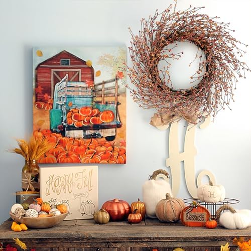 24 Inch Fall Wreath for Front Door Full Artificial Grapevine Wreath - Image 6