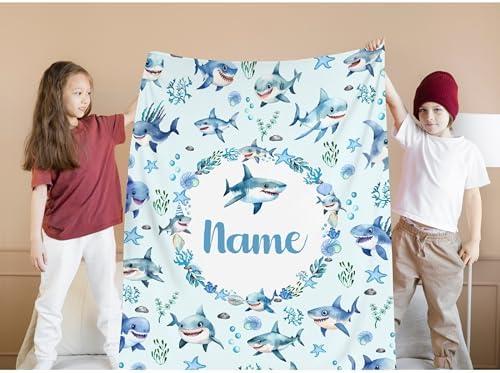 Personalized Shark Pattern Blanket Gifts for Girls Boys Women - Super Soft Cozy Warm Throw Sheet for Couch Bed Sofa Office Decor All Season 50"x60" for Teens - Image 7
