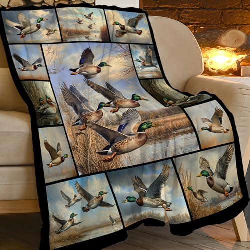 Mallard Blanket Mallards Throw Blankets Wild Duck Collage Print Cozy Fleece Flannel Stuff Plush Lightweight Bedding Lover Gifts for Men Women Adults for Couch Sofa Bed Decor 60"X80" - Image 3
