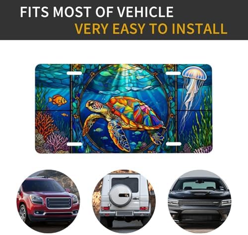 Sea Turtle Stained Glass Front License Plate 6" * 12" for Women