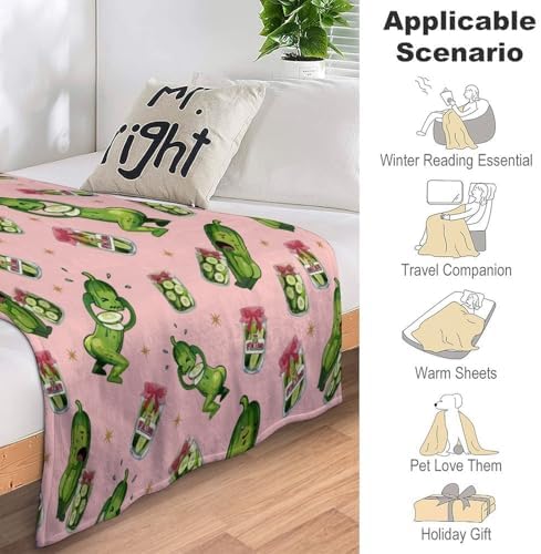Socira Pink Funny Pickle Blanket Throw Blanket Pink Funny Pickle Gifts for Women Men Soft Sofa Throws for Travel Camping Bed Home Decor Car Birthday Gift 60"*80"（150 * 200cm） - Image 7