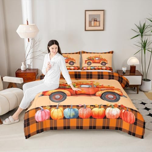 Cartoon Car Comforter Set Kids Boys, Gold Leaves Autumn Theme Twin - Image 2