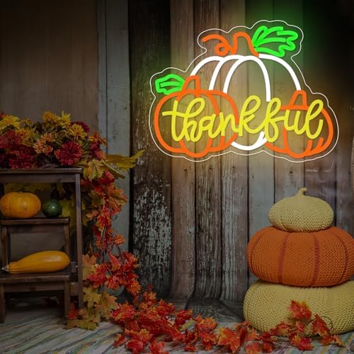 Thanksgiving Neon Sign Led Pumpkin Lights Dimmable Pumpkin Neon Light for Wall Decor Happy Thanksgiving Neon Sign for Wall Art Window Harvest Celebrate Party Holiday - Image 3
