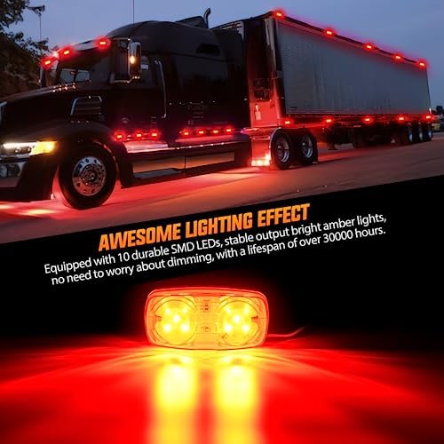 Nilight Double Bullseye Marker Light 5PCS Red 10LED Rectangular