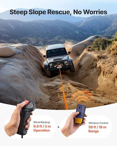 VEVOR Electric Winch 13500lb 12V DC Truck Winch 3/8in x 80ft Synthetic Rope - Image 5