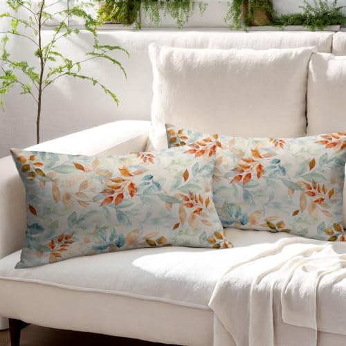 Fall Maple Leaves Pillow Covers Orange 12x20 Set of 2 Highly Absorbent - Image 3