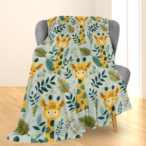 Adorable Giraffe Blanket, Soft Flannel Throw Blanket for Couch, Bed, Travel, Living Room & Home Decor, Cozy Lightweight Warm Fuzzy Blankets for Adults Kids Women Boys Girls 60×50 in - Image 2