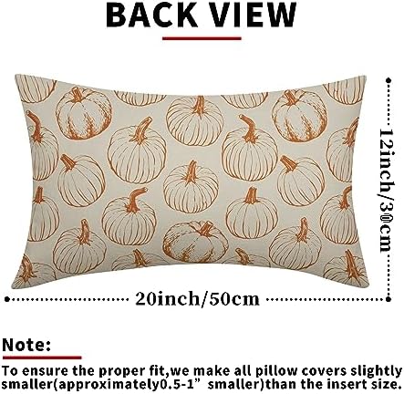 Fall Lumbar Pillow Covers 12x20 Set of 2 Burnt Orange Pumpkin Harvest - Image 4
