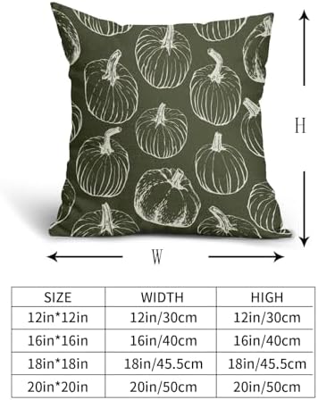 Olive Green Fall Pumpkin Pillow Covers 18x18 Set of 2 Autumn Themed Thanksgiving Cream Print Decorative Throw Pillows Outdoor PillowCase Farmhouse Linen Cushion Case Decor for Home Sofa Couch Bed - Image 5