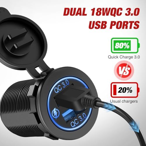 Nilight USB Charger and Cigarette Lighter Socket Outlet Panel Pre-Wired