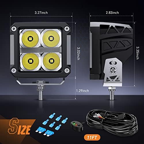 Nilight Pro Series 3.2 Inch Square LED Pod Auxiliary Lights with DRL