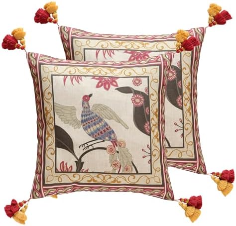 patdrea Designer Vintage French Throw Pillow Cover,18"x18",Set of 2 by Welcometopatdrea