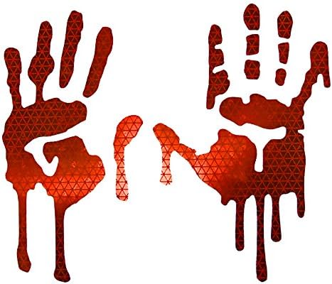 customTAYLOR33 High Intensity Grade Reflective Bloody/Dripping Hands Decals for Helmets, Windscreens, Rear Windows, Bumper Stickers (5 inches Height, Red)