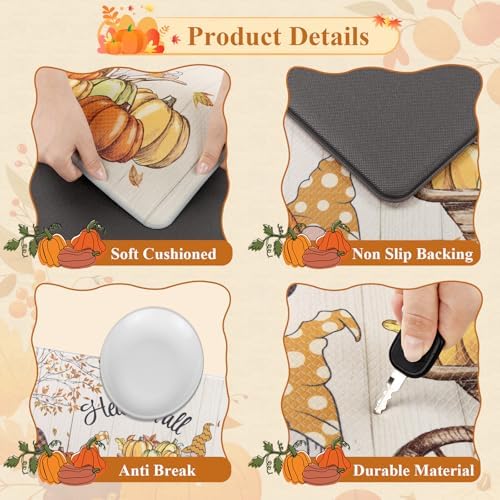 U'Artlines 2Piece Anti Fatigue Fall Kitchen Mats Rug Runner Set Hello Fall - Image 3