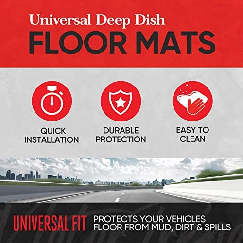 Motor Trend 943-BW FlexTough Defender Car Floor Mats -Next Generation Deep Dish Heavy Duty Contour Liners for Car SUV Truck & Van-All Weather Protection, Trim to Fit Most Vehicles (Brown)