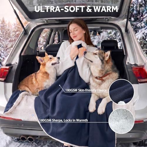 Sealy 12-Volt Electric Portable Heated Car Blanket, 59"x43", Navy