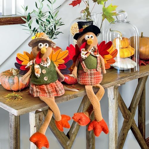 Stuffed Turkey Thanksgiving Table Decor Turkey Couple Doll Thanksgiving Decorations Outdoor Handmade Tabletop Fall Decor Kit for Home - Image 4