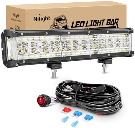 Nilight Side Shooter LED Light 1PC 13.5" with Wiring Kit for Truck SUV UTV