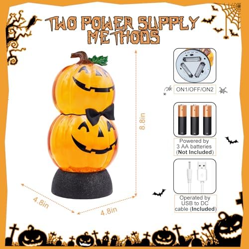 Halloween Snow Globe Lantern Lighted Pumpkin Musical Snow Globe Glitter with 6H Timer Battery and USB Operated Halloween Snow Globes Water Lantern for Spooky Festival Party Decoration (Pumpkin) - Image 3