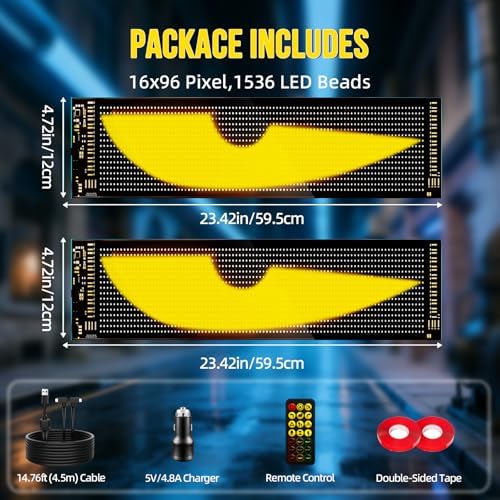 2PCS 23"x5" Dual Sync Devil Eyes Windshield LED