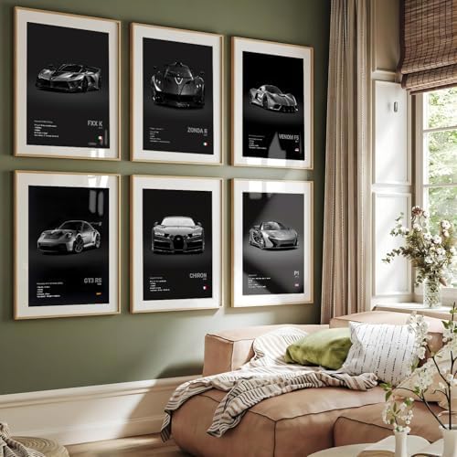 CSLGQGV Car Poster Vintage Racing Car Wall Art Supercar Canvas Prints Painting For Men Room Pictures Guys Dorm Room Aesthetics Decor Bedroom Office (Unframed,8×10inch,9pcs) black - Image 6