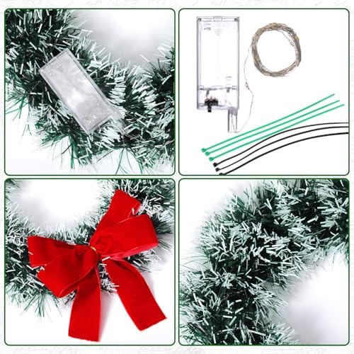 Canlierr Christmas Car Wreath Decoration with LED Lights, Elegant Style - Image 3