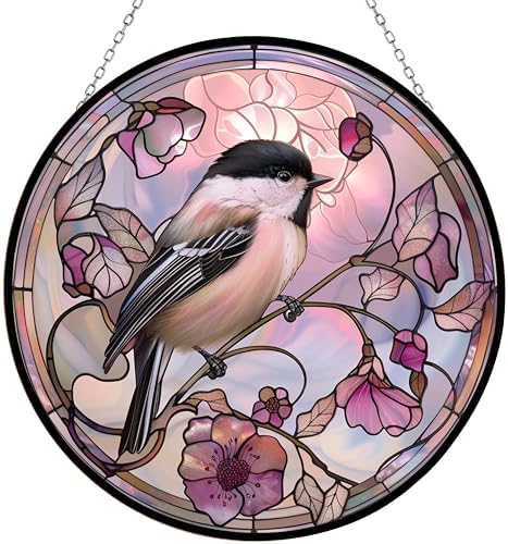 Easter Chickadee Suncatcher Stained Glass Window Hangings for Women Mom Red Birds Sun Catchers Colorful Ornament Bird Lovers Gift Gifts for Women Mom Wife by HYPESTYLE