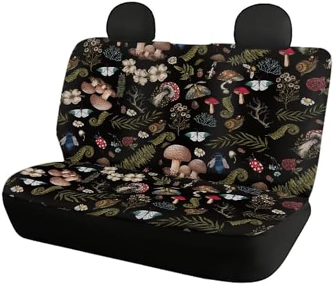 Wild Forest Mushroom Snail Ferns Design Car Accessories for Women Honey Bee Daisy Hippy Car Seat Covers Front Rear Seat Covers Universal Fits for Truck,Sedan,SUV Auto Interior Protector