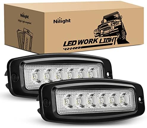 Nilight LED Pods Flush Mount 2Pcs 18W 7.3Inch Spot Offroad Fog Light Bar Waterproof Lighting for Tractor Boat SUV ATV UTV 4WD Car Truck Motorcycle Dirt Bike Golf Cart 12V 24V