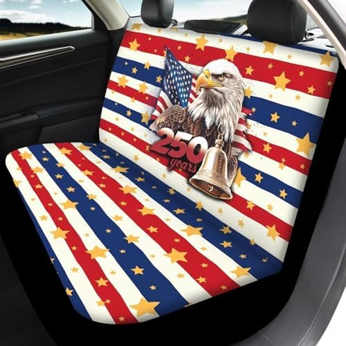 Vibrant American Flag Eagle Car Seat Covers 4Pcs Front & Rear Seat Covers Universal Fits for Truck, Sedan, SUV Auto Interior Protector Car Accessories for 250th Years Patriotic