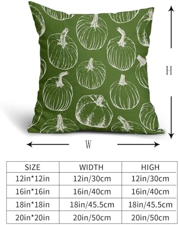 Green Fall Pumpkin Pillow Covers 16x16 Set of 2 Autumn Themed Thanksgiving Cream Print Decorative Throw Pillows Outdoor Pillowcase Farmhouse Linen Cushion Case Decor for Home Sofa Couch Bed - Image 5