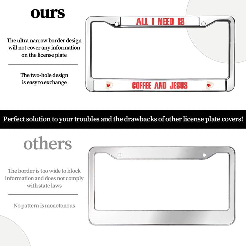 All I Need is Coffee and Jesus Easy Installation License Plate Frame God Bible Scripture License Plate Frame Christ is Risen License Plate Frame for Father’s Day