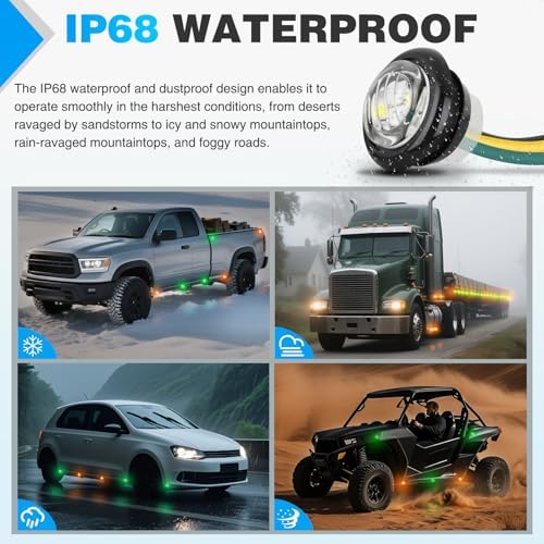 Nilight 3/4 Inch Dual Color Marker Light Amber Turn Green Clearance Lights