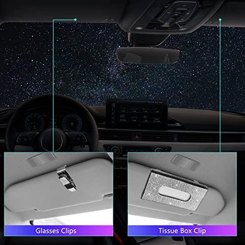 25PCS Bling Car Car Accessories Set,15 Inch Steering Wheel Cover,Shiny License Plate Frame,Center Console Cover and Rearview Mirror Set and Other Car Accessories(White) - Image 6
