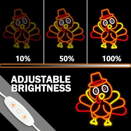 Thanksgiving Turkey Neon Sign Thanksgiving Turkey Decorations Thanksgiving Day Neon Sign for Wall Decor Neon Light Up Sign for Thanksgiving Day Door Wall Art Window Home Party - Image 4