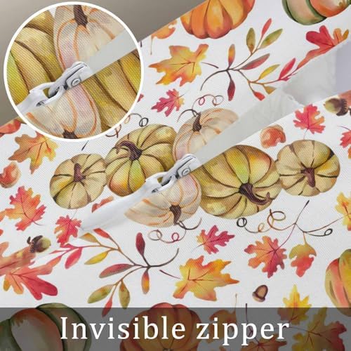 Pillow Covers 20x36 Inch - King Fall Thanksgiving Watercolor Orange Yellow Pumpkin Soft Brushed Microfiber Pillowcases with Hidden Zipper Closure Bed Pillow Shams for Bedroom Sofa Car - Image 7