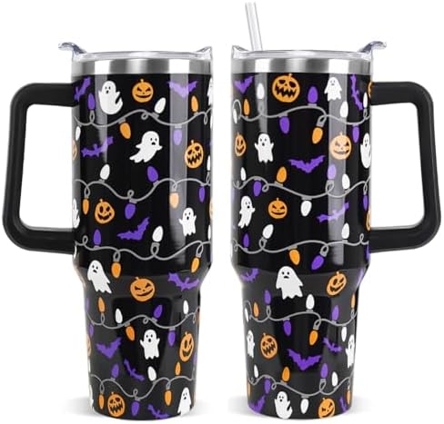 Halloween Tumbler 40oz Ghost Pumpkin Lanterns Goth Gifts for Women-1PCS by Unknown