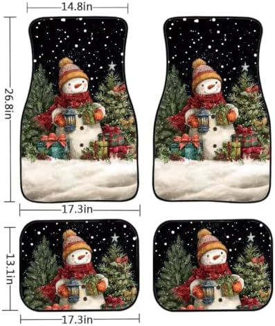Snowman Floor Mats for Cars 4 Pcs