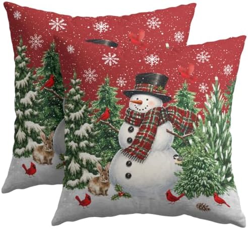 Christmas Snowman Pillow Covers 22x22 Set of 2 Red Highly Absorbent by Unknown