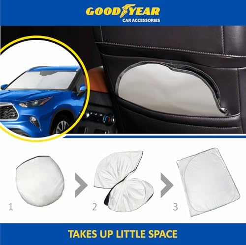 Goodyear Foldable Windshield Sunshade for Toyota Highlander 2020-2026, SUV car Accessories, Sunshade Cover, Sun Shade Car Windshield, Window Sun Blocker - GY008216