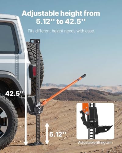 VEVOR Farm Jack 48 inch Utility High Lift, 7000 lbs Capacity Ratcheting Off Road Jeep Jack, Heavy for Tractor, Truck, SUV, Bumper Lift, Orange - Image 3